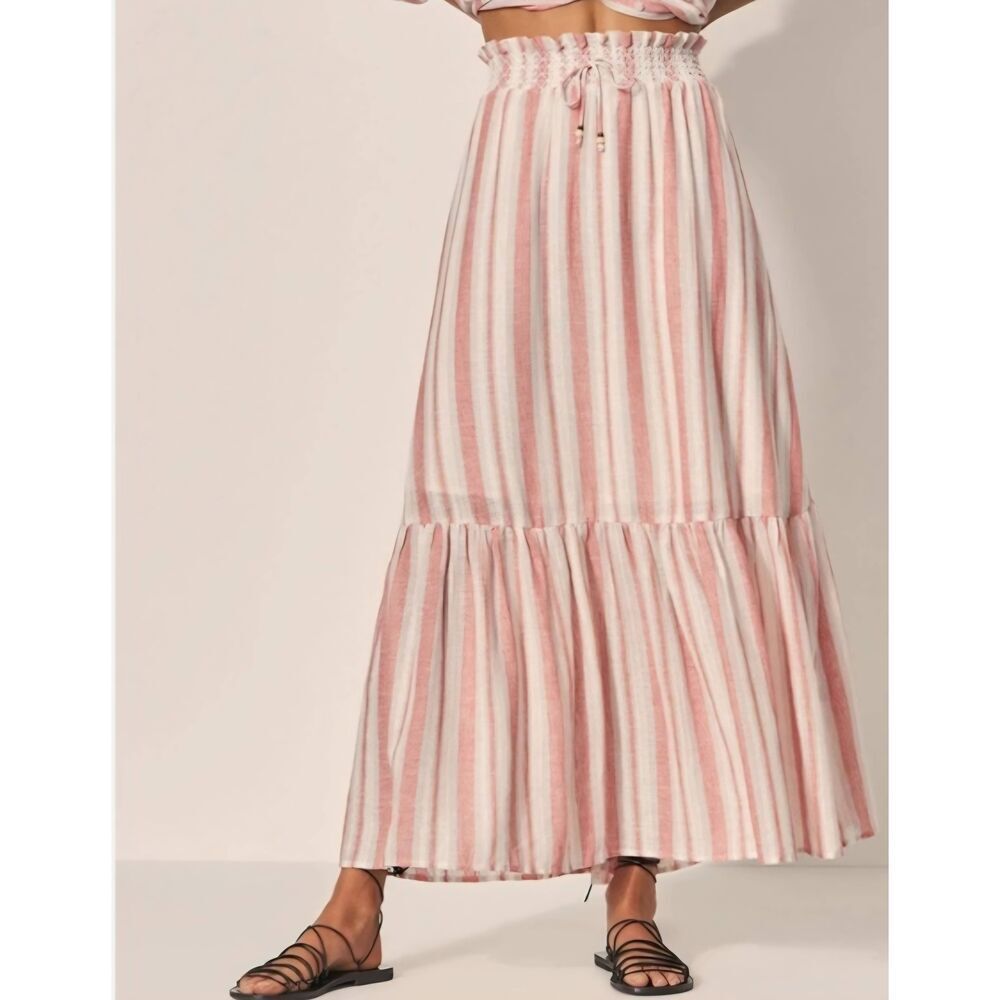 NWT KIVARI Hailee Linen-Cotton Midi Skirt, size 14